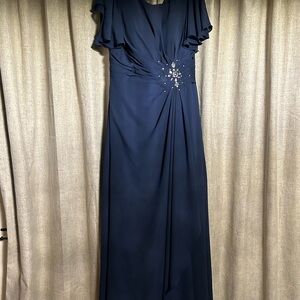 Chic Midnight Blue Maxi Dress with Embellishments